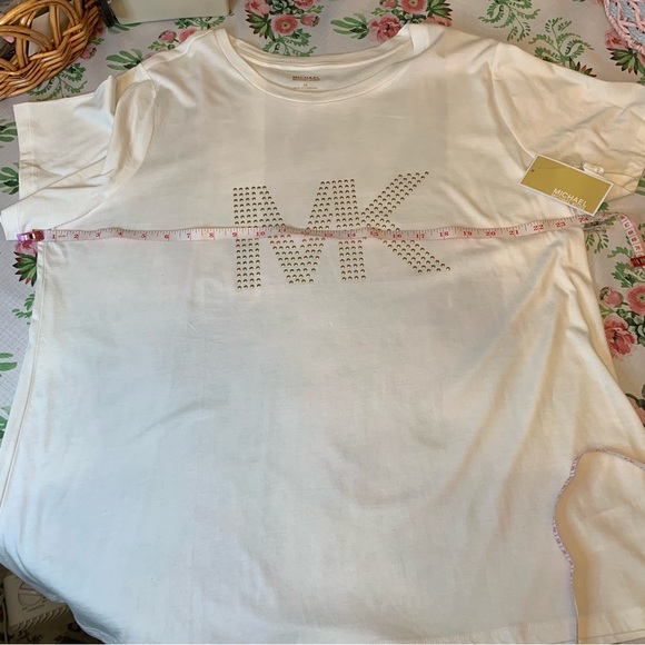 Michael Kors Classic White & Gold Lettering T-Shirt - Picture 9 of 14